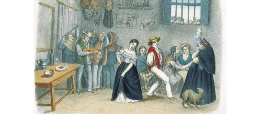 People dancing bambuco in the 19th century